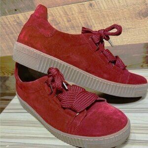 Gabor burgundy red suede business-casual sneakers. UK9.5 = US11.5 = EU43